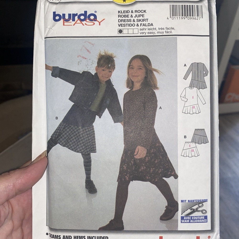 Burda Easy Dress & Skirt Sewing Pattern 9962 Kids Size 3-10 Uncut
